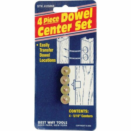 BEST WAY TOOLS 5/16 In. Dowel Center, 4PK 25868